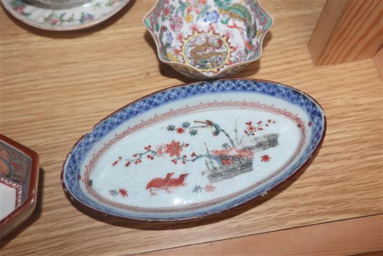 A late 18th century Chinese Imari small bowl, decorated with flowers, together with a group of assorted 18th century and later Chinese